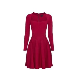 Ted Baker Vienna Sweetheart Neckline Flare Dress XL Maroon Berry Stretch Skater